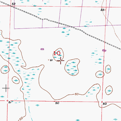Topographic Map of Fisheating Creek Wildlife Management Area, FL