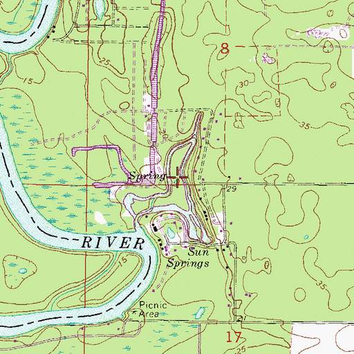 Topographic Map of Lumber Camp Springs, FL