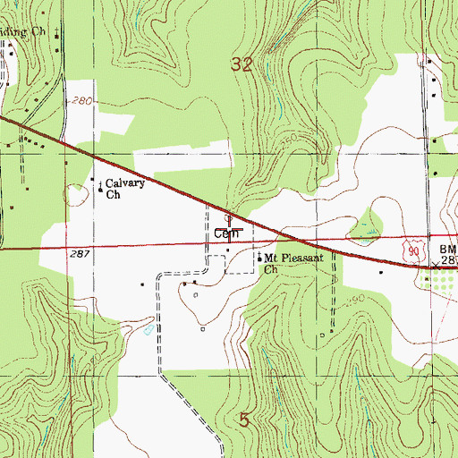 Topographic Map of Mount Pleasant Cemetery, FL