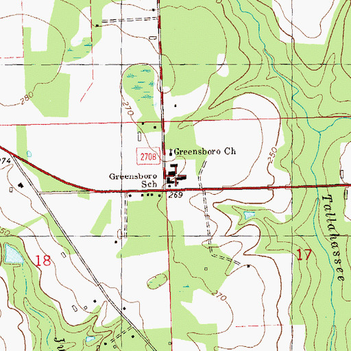 Topographic Map of Greensboro School, FL