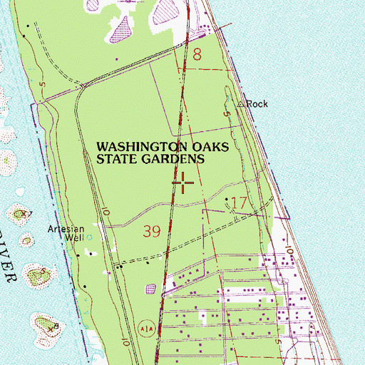 Topographic Map of Washington Oaks Gardens State Park, FL