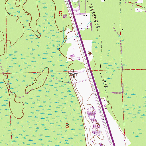 Topographic Map of Saint Marys Cemetery, FL