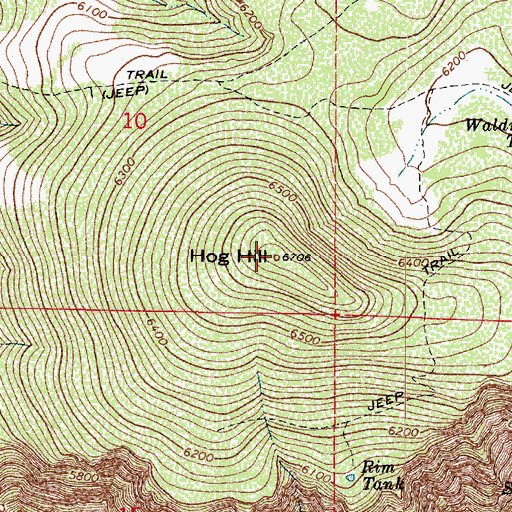 Topographic Map of Hog Hill, AZ