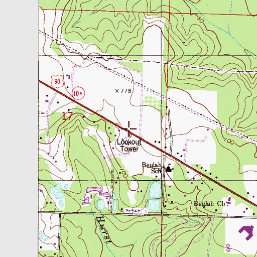 Topographic Map of Philpot Fire Tower, FL