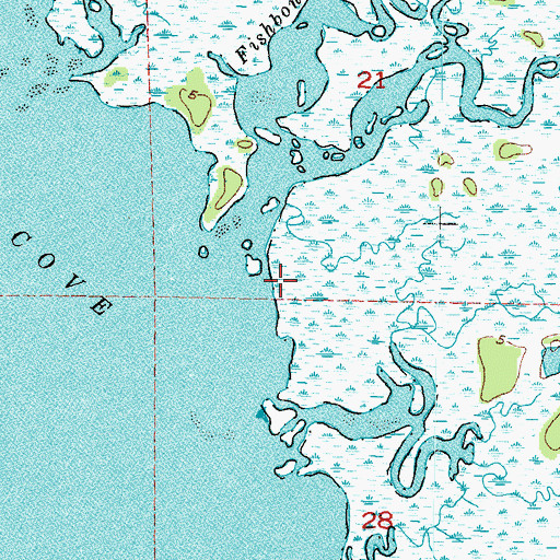 Topographic Map of Fishbone Beach, FL