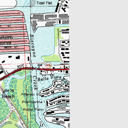 Topographic Map of Bella Vista Island, FL