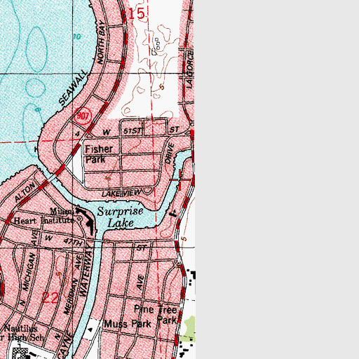 Topographic Map of Flamingo Waterway, FL
