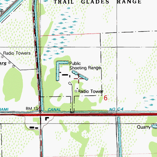 Topographic Map of Trail Glade Tower, FL