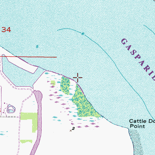 Topographic Map of Point Lonesom, FL