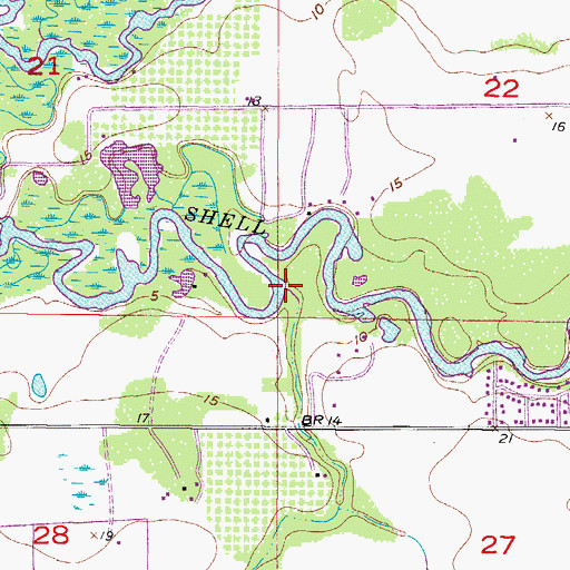 Topographic Map of Myrtle Creek, FL