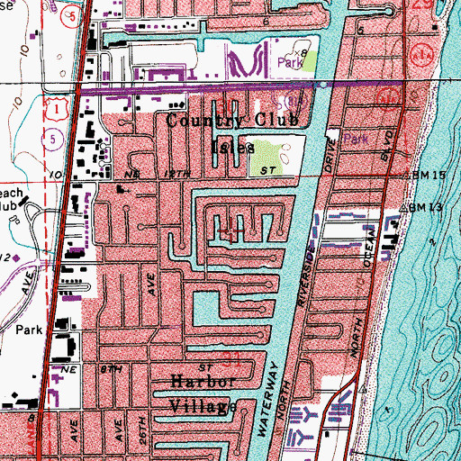 Topographic Map of Pinehurst Village, FL