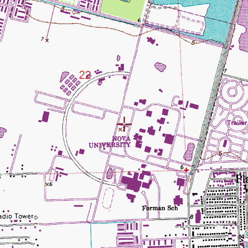 Topographic Map of Nova University, FL