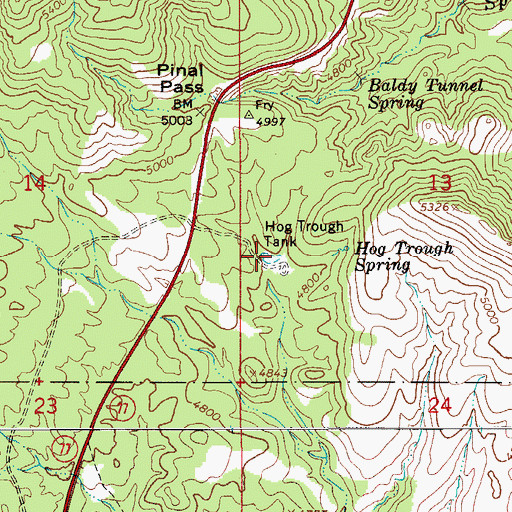 Topographic Map of Hog Trough Tank, AZ