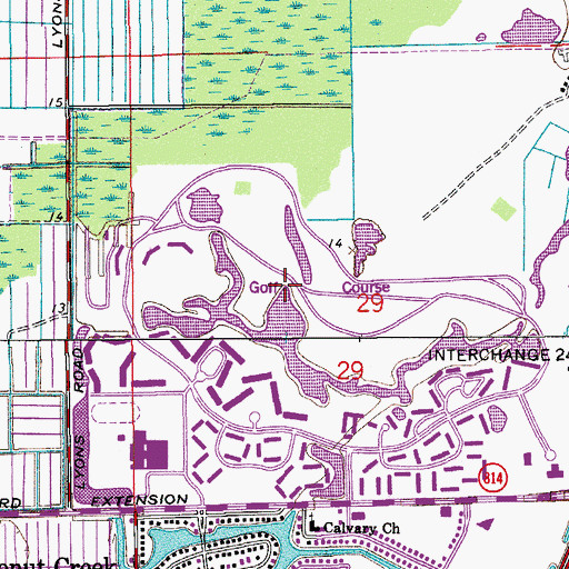 Topographic Map of Coconut Creek, FL