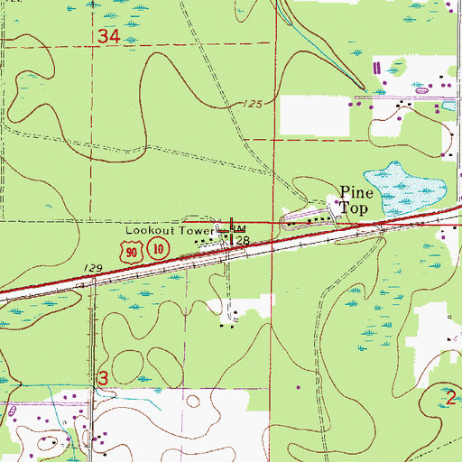 Topographic Map of Baker Fire Control Headquarters, FL