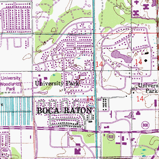 Topographic Map of University Woodlands Park, FL