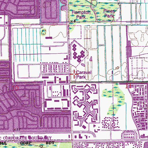 Topographic Map of Caravel Park, FL