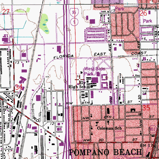 Topographic Map of Westside Park, FL