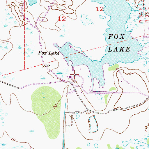 Topographic Map of Fox Lake Park, FL
