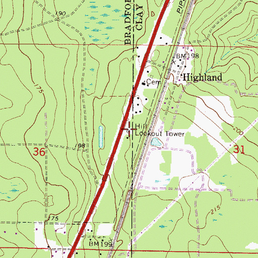Topographic Map of Louis Hill Lookout Tower, FL