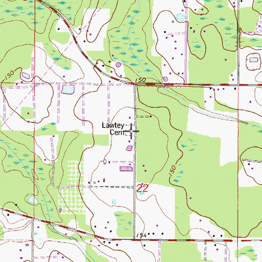 Topographic Map of Lawtey Cemetery, FL