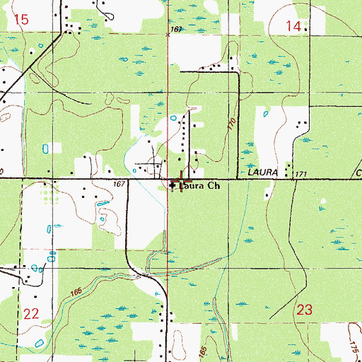 Topographic Map of Laura Church, FL