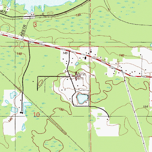 Topographic Map of Prescott Cemetery, FL