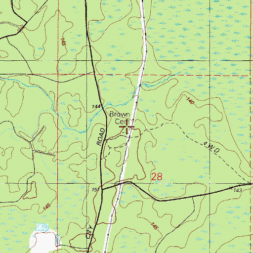 Topographic Map of Brown Cemetery, FL