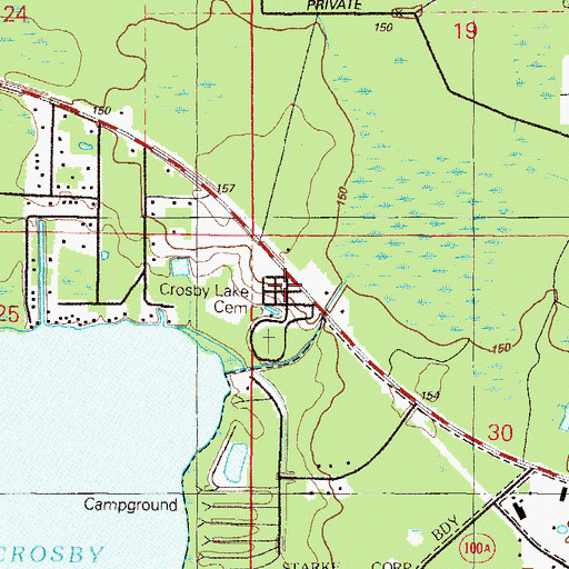 Topographic Map of Crosby Lake Cemetery, FL
