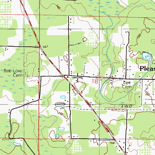 Topographic Map of Pleasant Grove, FL