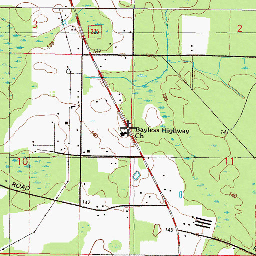 Topographic Map of Bayless Hiway Church, FL