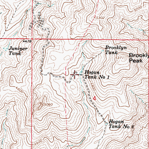 Topographic Map of Hogan Tank Number One, AZ