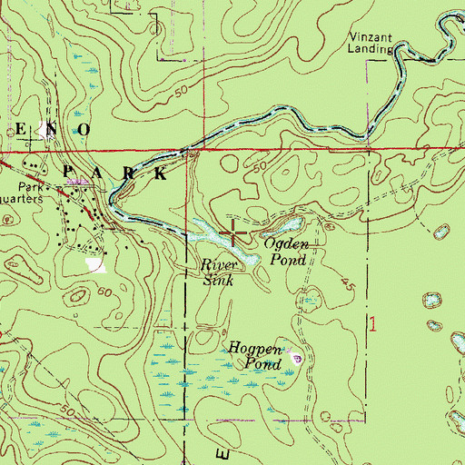 Topographic Map of River Sink, FL
