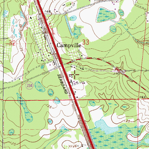 Topographic Map of Damascus Baptist Church, FL
