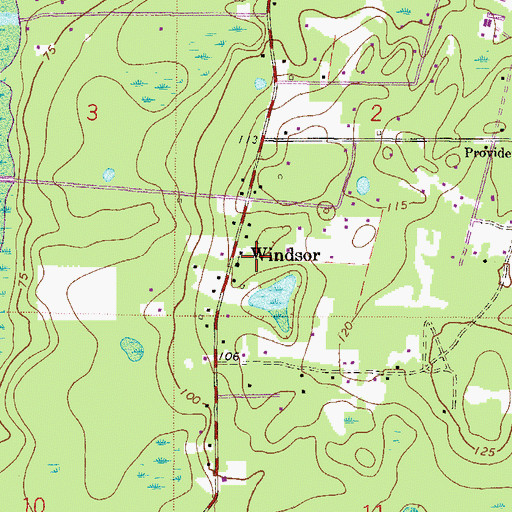 Topographic Map of Windsor Church, FL
