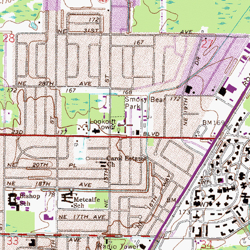 Topographic Map of Gainesville Fire Control Headquarters, FL