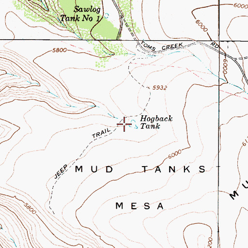 Topographic Map of Hogback Tank, AZ