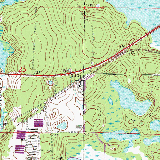 Topographic Map of Oak Crest Railroad Station, FL