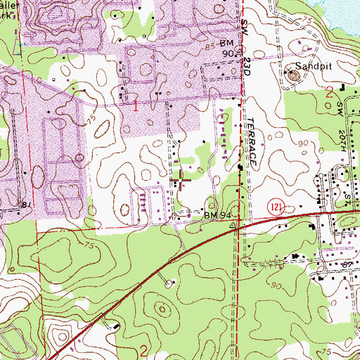 Topographic Map of Oak Grove Church, FL