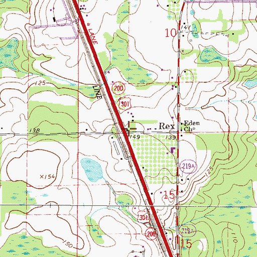 Topographic Map of Orange Creek Methodist Church, FL