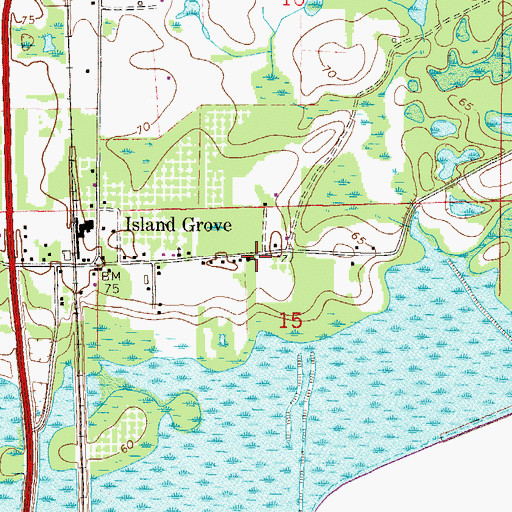 Topographic Map of Island Grove Baptist Church, FL