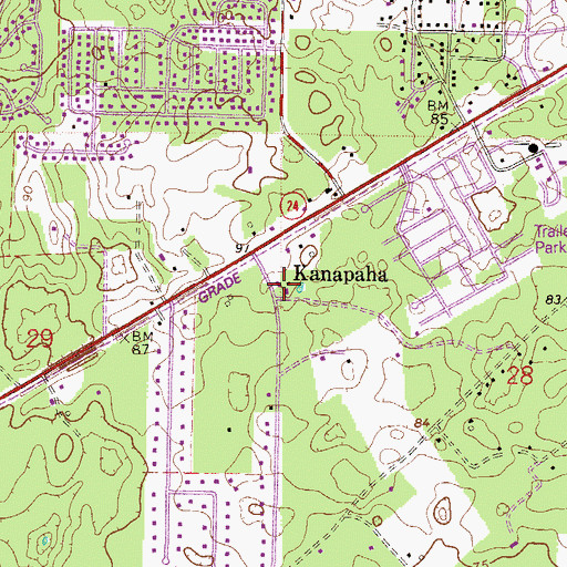 Topographic Map of Kanapaha Presbyterian Church, FL