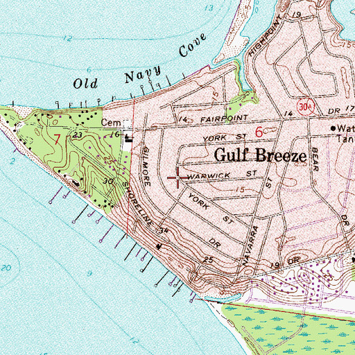 Topographic Map of Gulf Breeze United Methodist Church, FL
