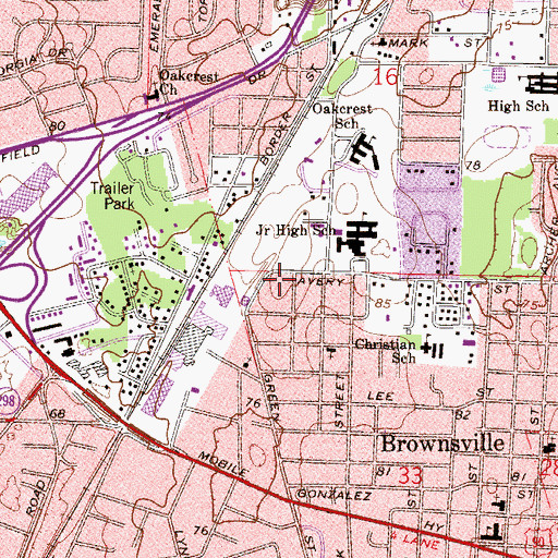 Topographic Map of Richards Memorial United Methodist Church, FL