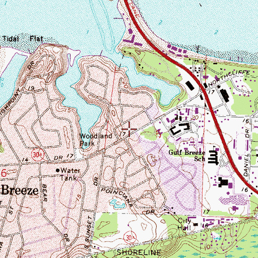 Topographic Map of Concord Presbyterian Church, FL