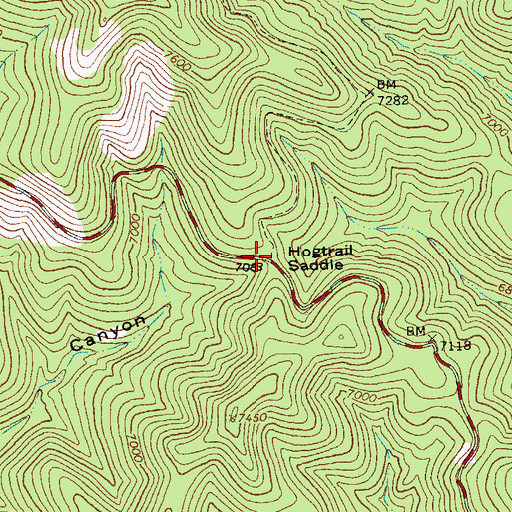 Topographic Map of Hogtrail Saddle, AZ