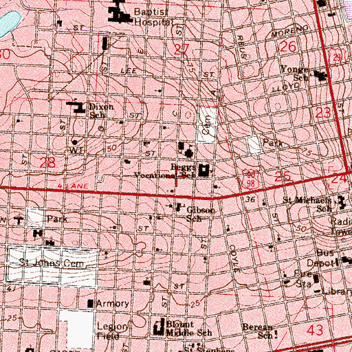 Topographic Map of Bellview Church of Christ, FL