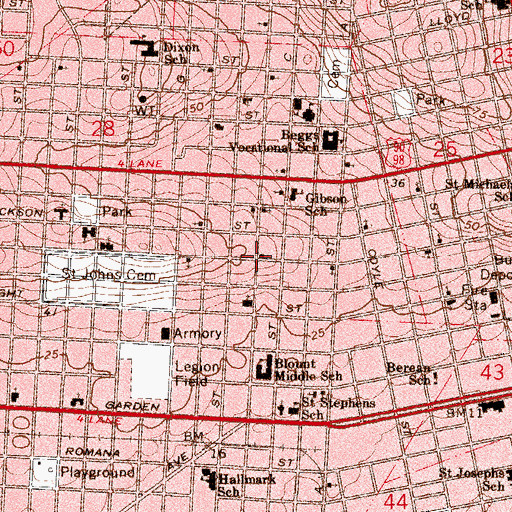 Topographic Map of Saint John the Evangelist Catholic Church, FL