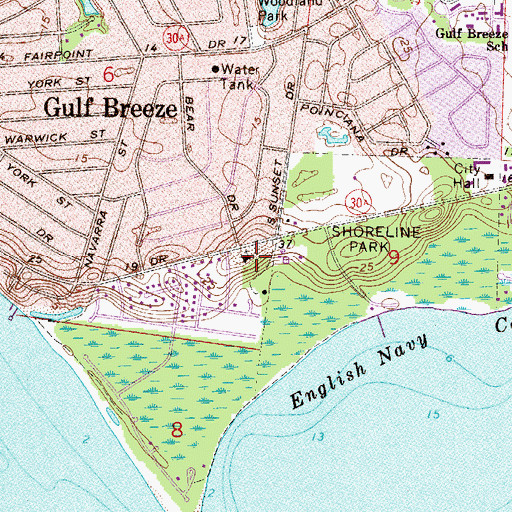 Topographic Map of Santa Rosa Shores Baptist Church, FL