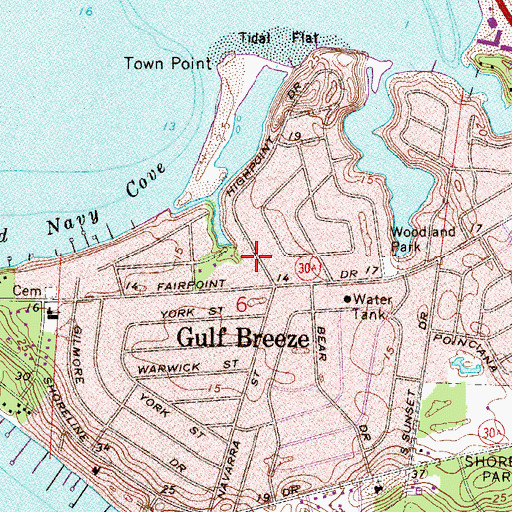 Topographic Map of First Baptist Church, FL